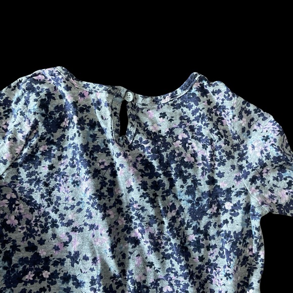 👣 5/$25 - Grey/Navy/Pink Long Sleeve Floral Print Skater Dress - Picture 2 of 2